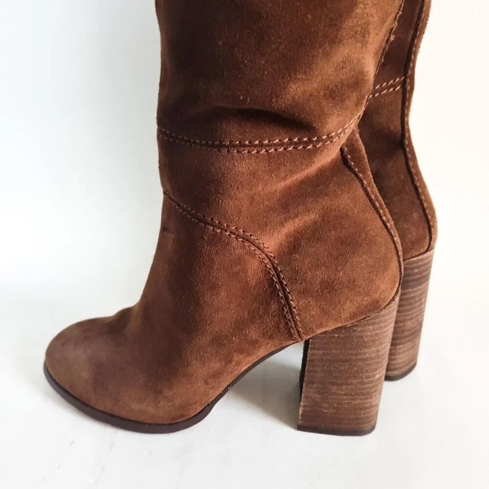 Steve Madden Novela Brown Suede Over The Knee Boots 3.5" Block Heels Size 8.5_7